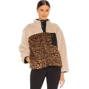 Rails Saga Small Leopard Print Quarter Zip Pullover Jacket Outerwear